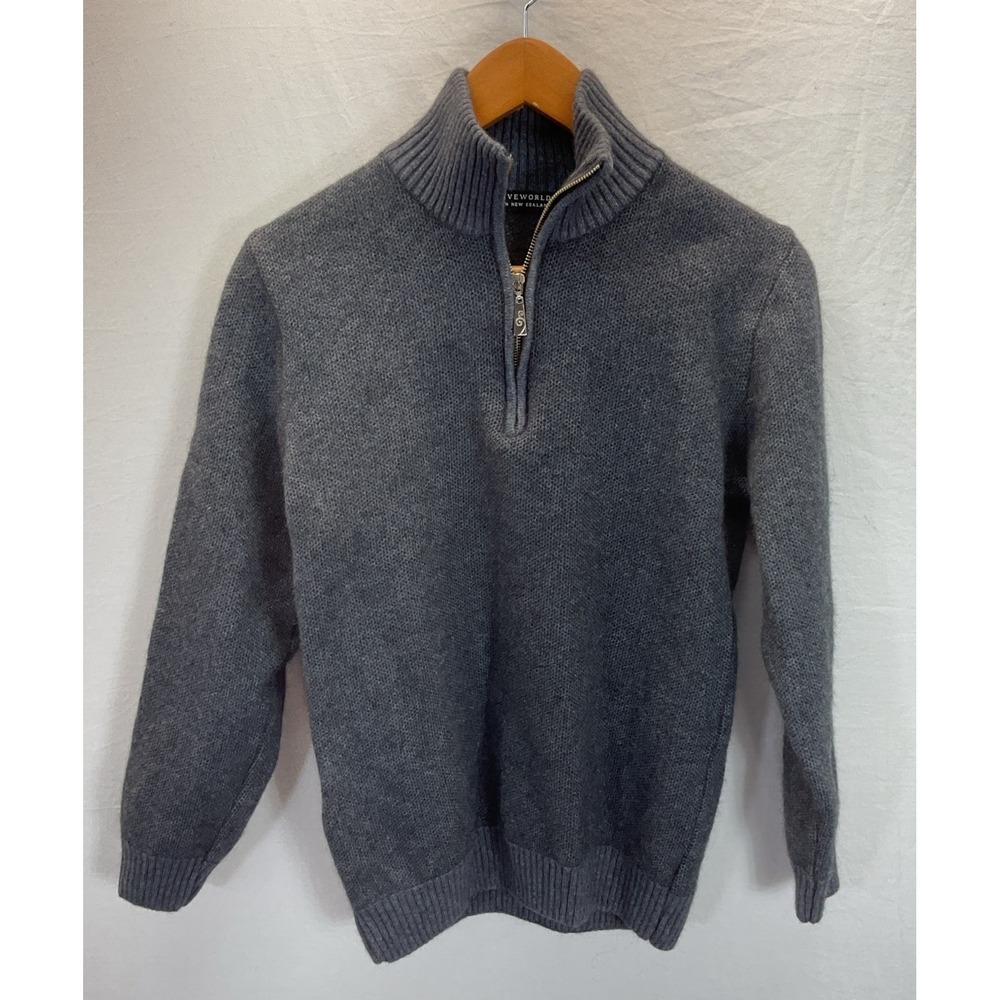 Native World Sweater Mens S 1/4 Zip Pullover New Zealand Possum Merino Silk